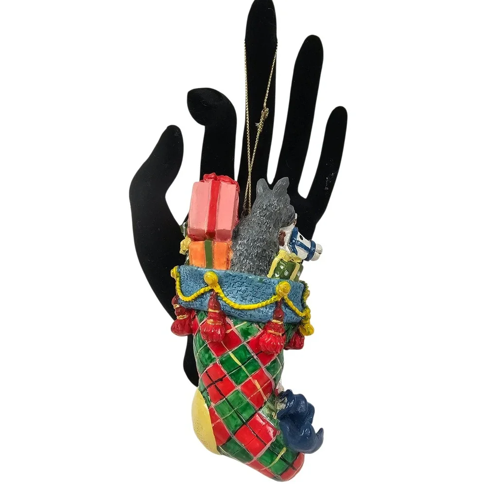 Resin Scottish‎ Stocking Ornament Boy Bagpipes Horse Christmas Decoration